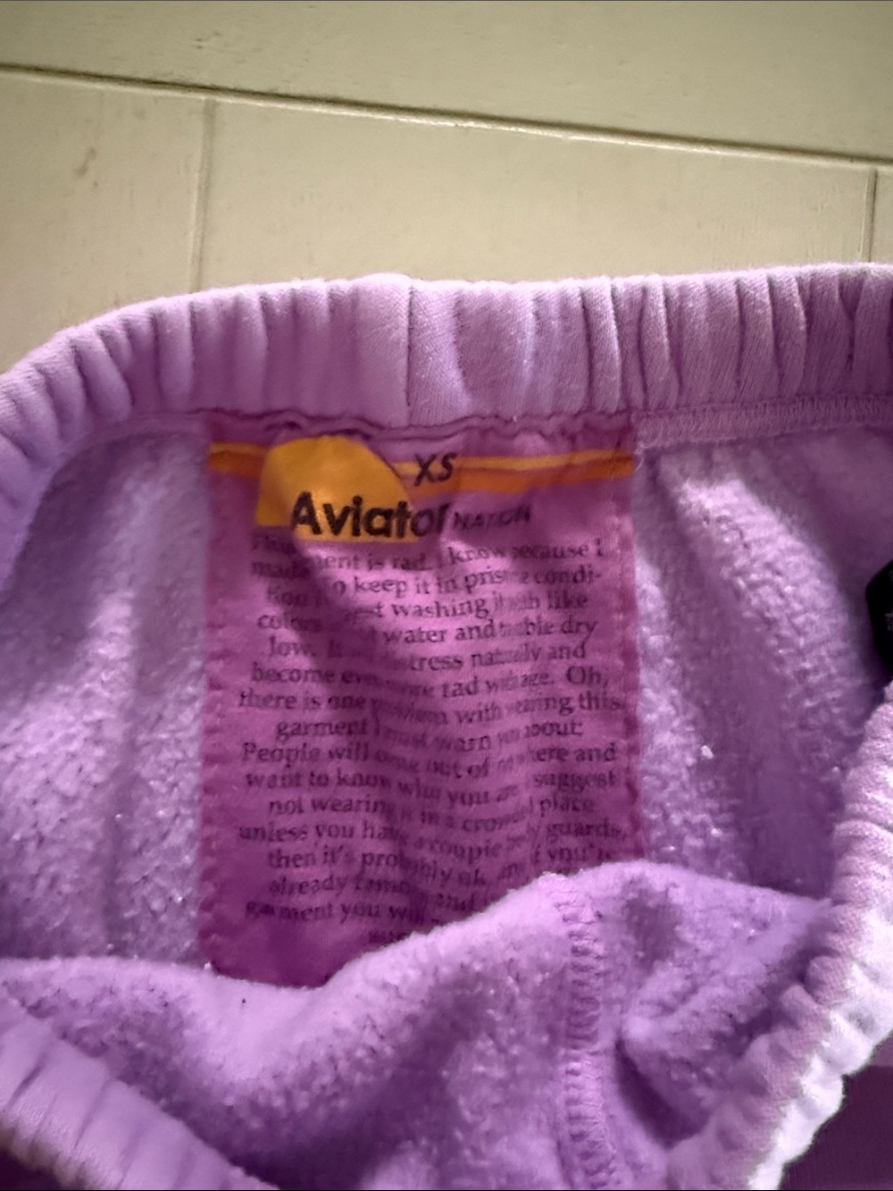 Aviator Nation Lavender Sweatpants with Rainbow Logo* stained - Picture 4 of 8